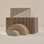 Rye Play Set Bundle: the complete Arch Set and Wedge Set in brown and tan stripes and florals on a beige background.