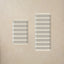 Two rectangular kitchen mats with striped pattern on a beige background