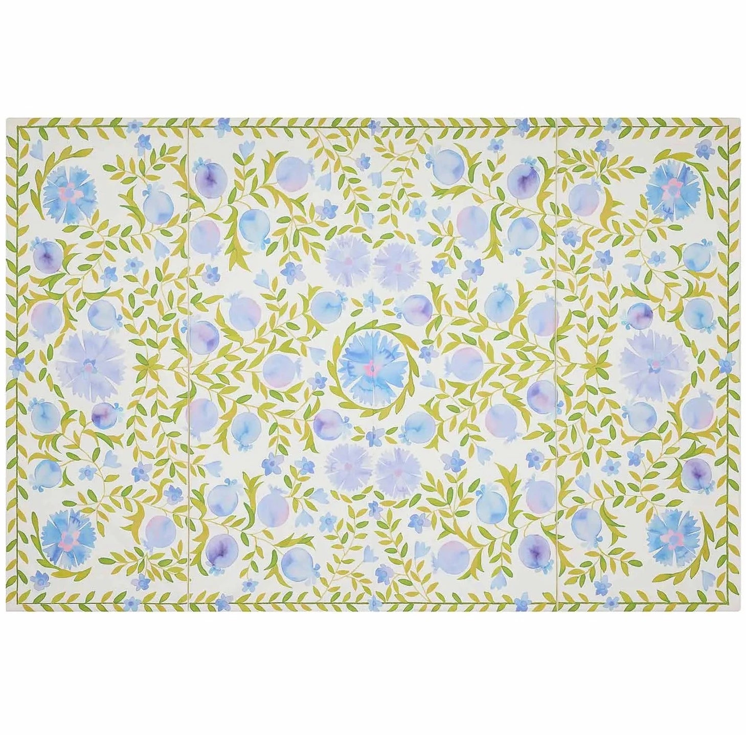 Bluebell blue green and white floral tumbling mat
