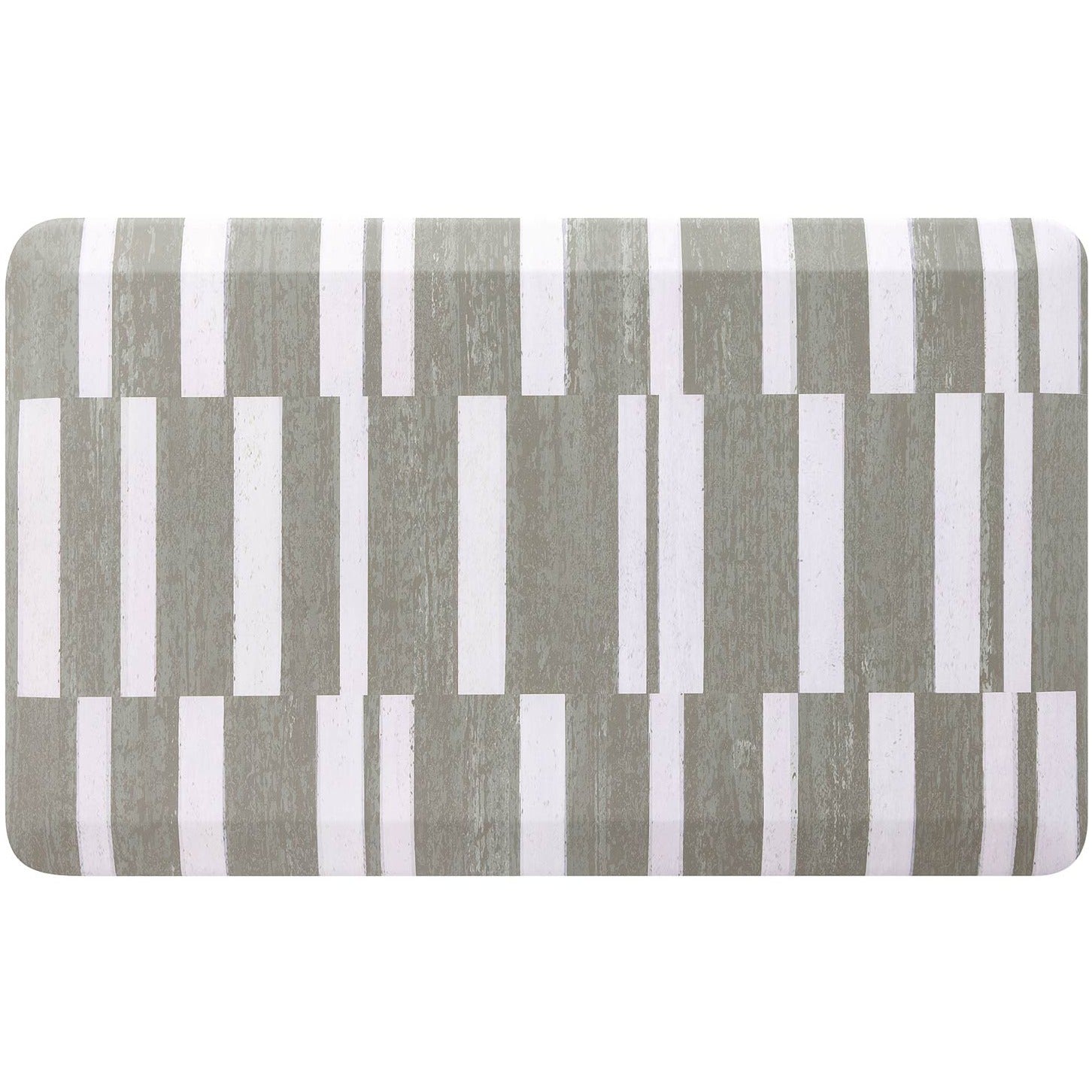 sutton stripe basil green and white inverted stripe standing mat shown in size 22x36