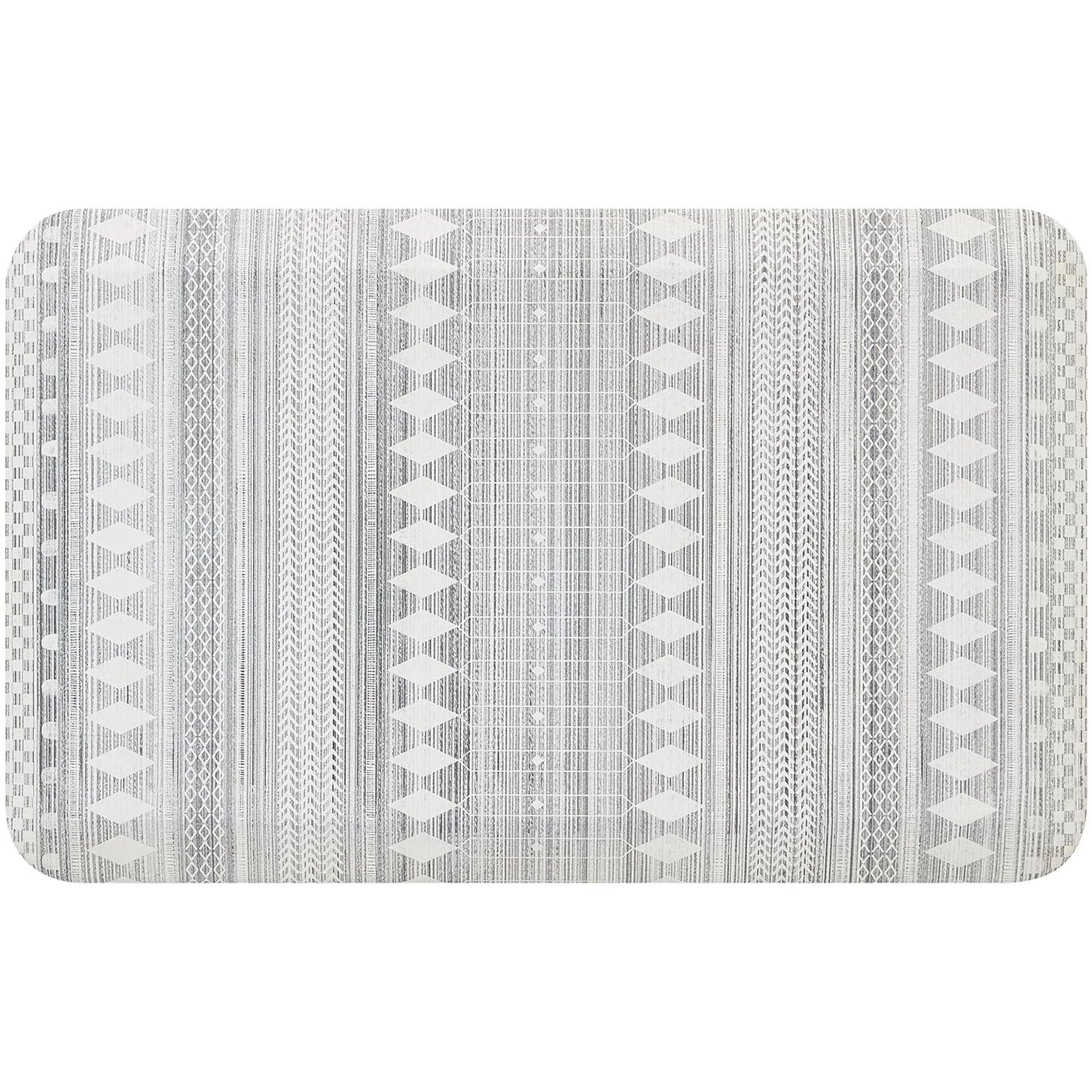 Nordique Fog Gray and White Boho Nordic Print Standing Mat in size 20x32