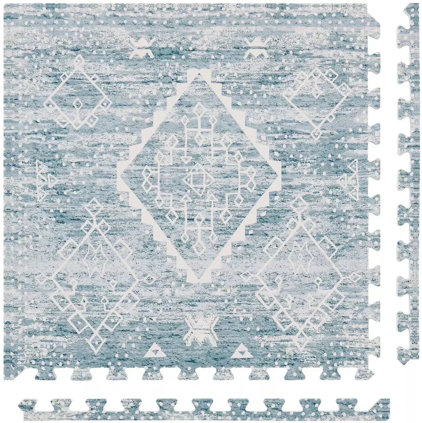 Indigo Blue Minimal Boho Pattern play mat tile