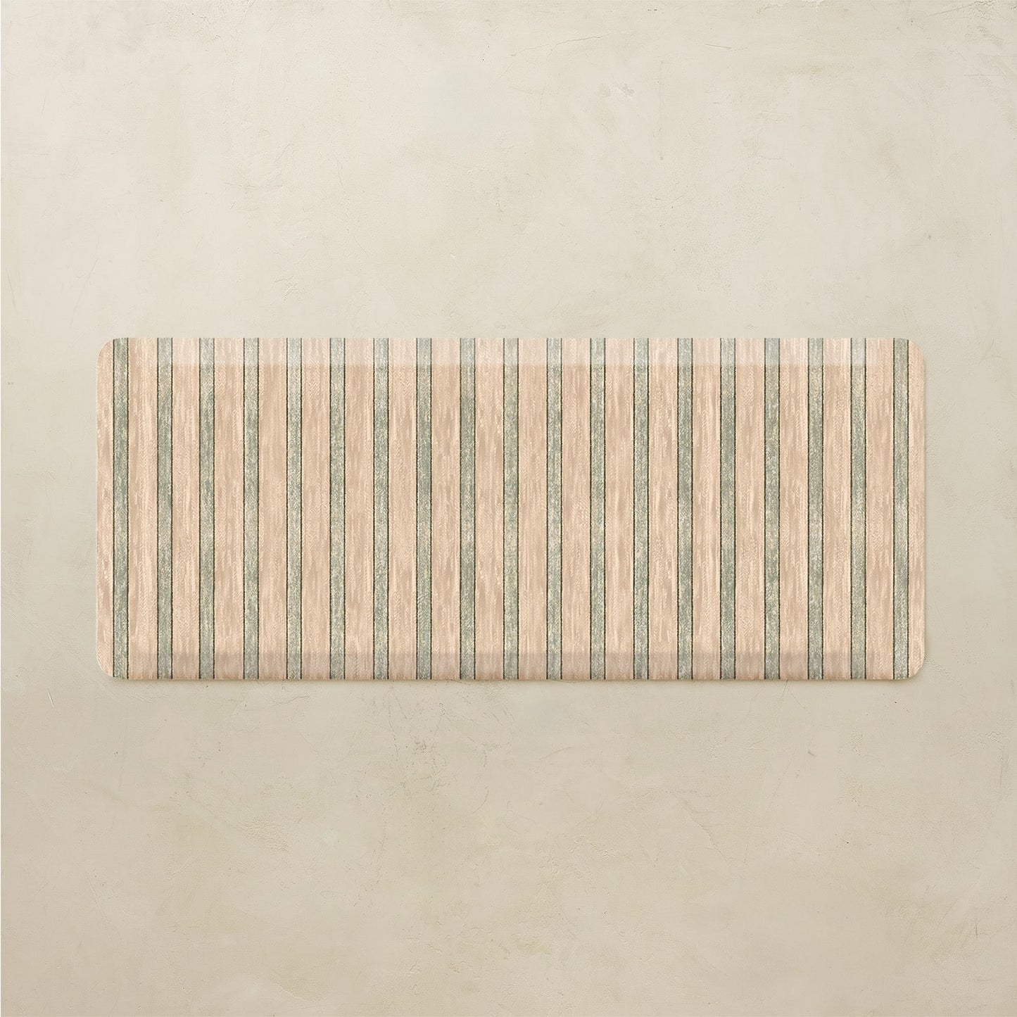Rectangular mat with striped pattern on a beige background