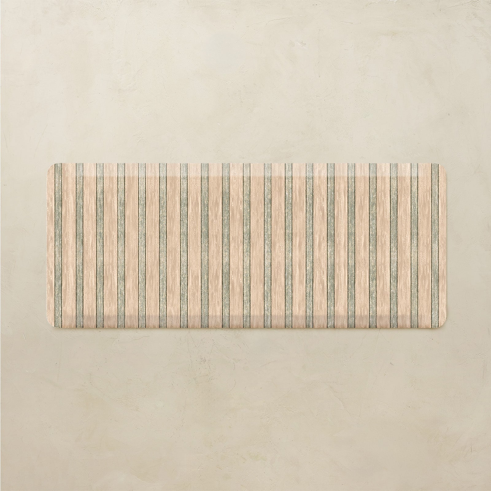 Rectangular mat with striped pattern on a beige background
