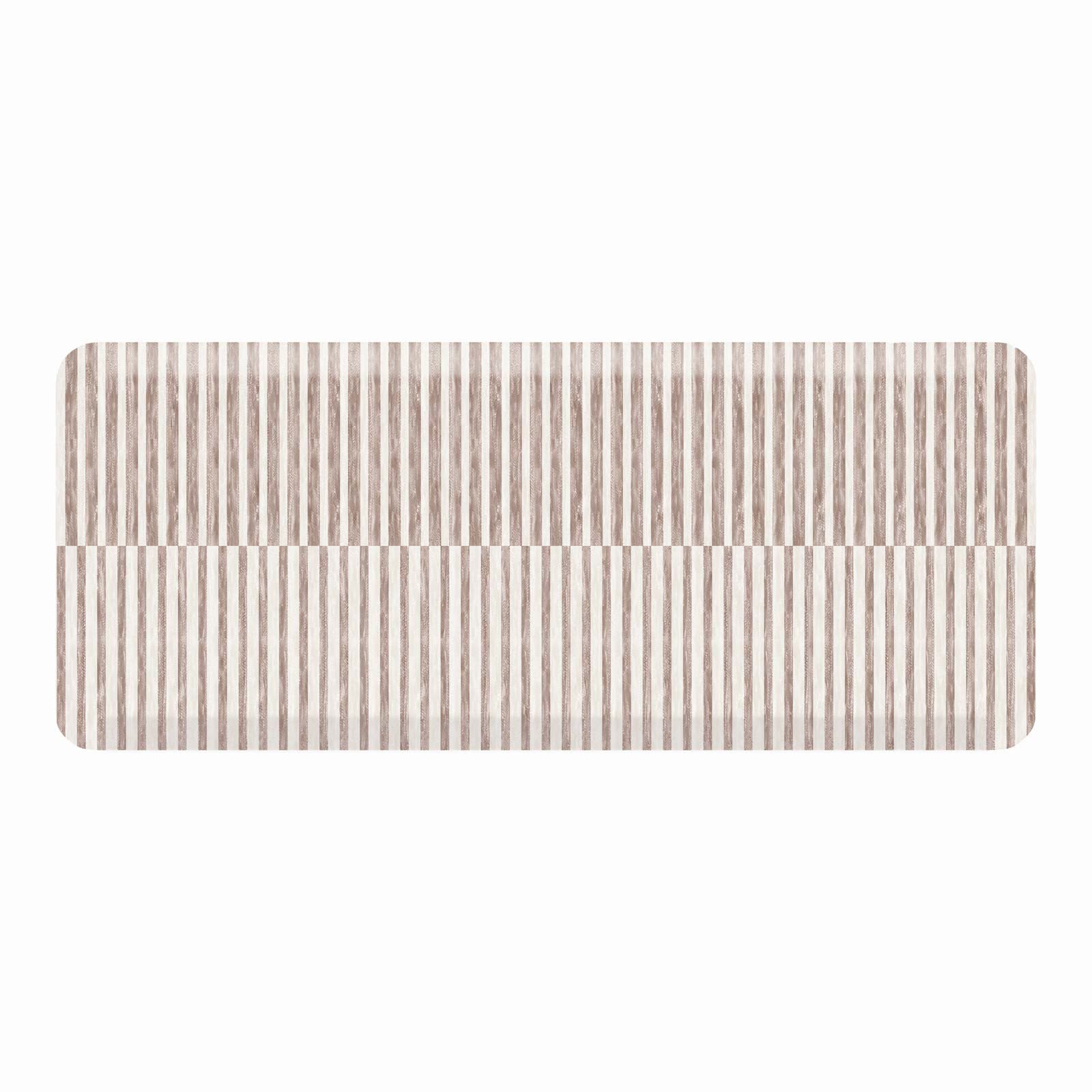 Reese chai beige and white inverted stripe standing mat shown in size 22x54