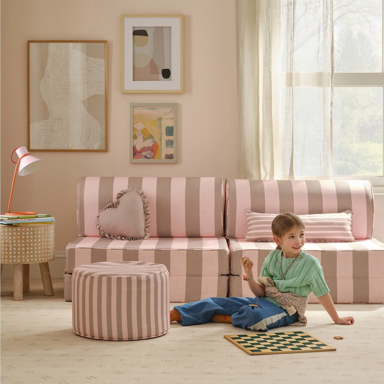 Heart Ruffle Pillow | Swiss Dot