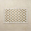 Delilah Cornflower 4x6 tumbling mat with a blue tulip pattern and scalloped light blue border on a cream base