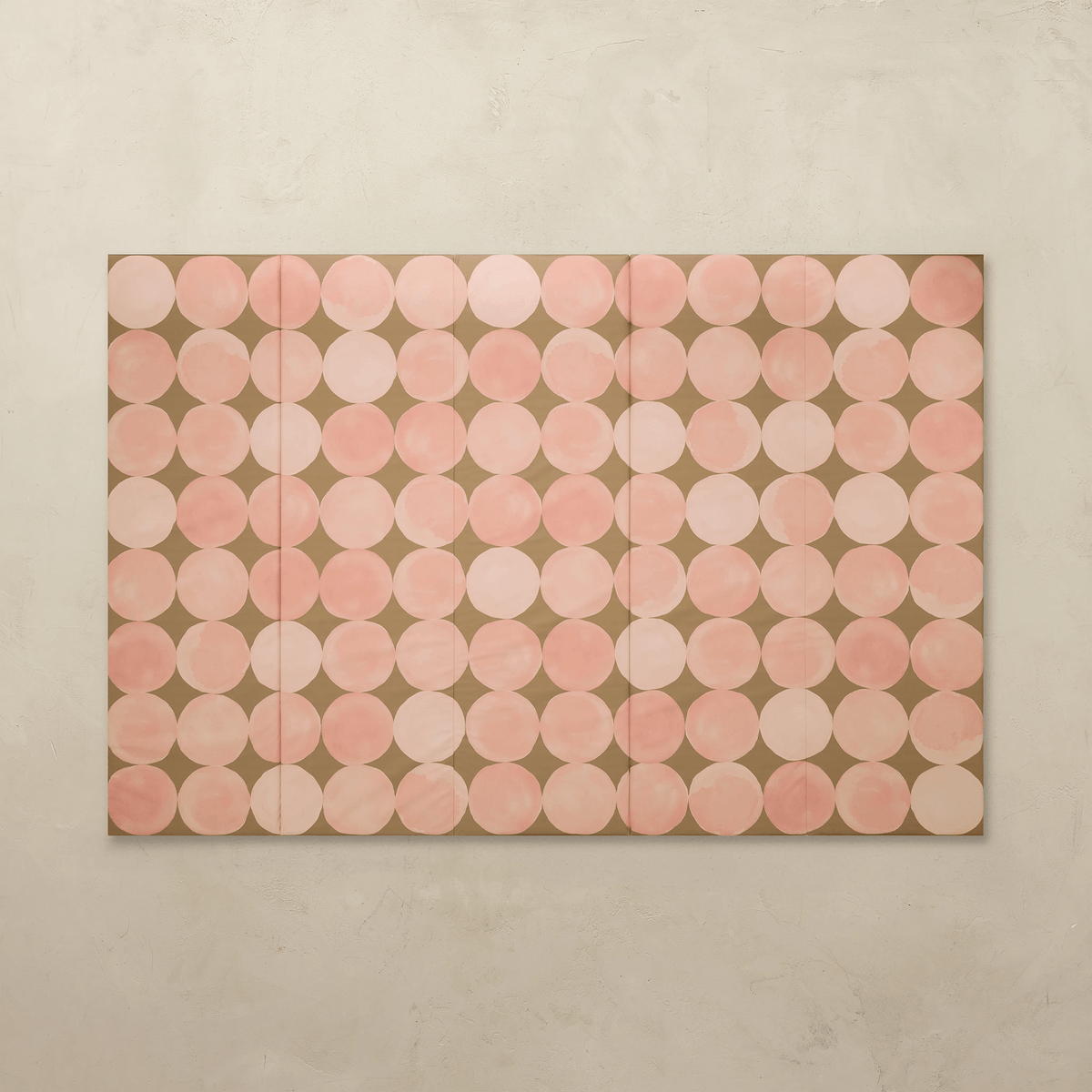 Ori Raspberry 5x7.5 tumbling mat with watercolor pink dots on a caramel base