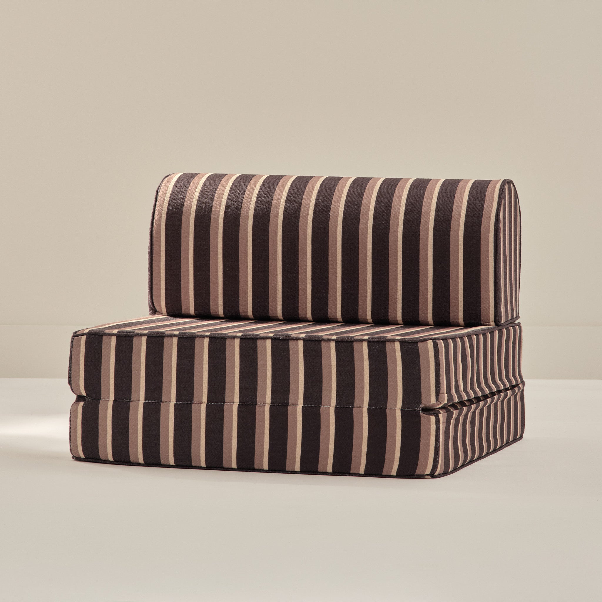 Stripe patterned foam couch seat in brown and cream from House of Noa