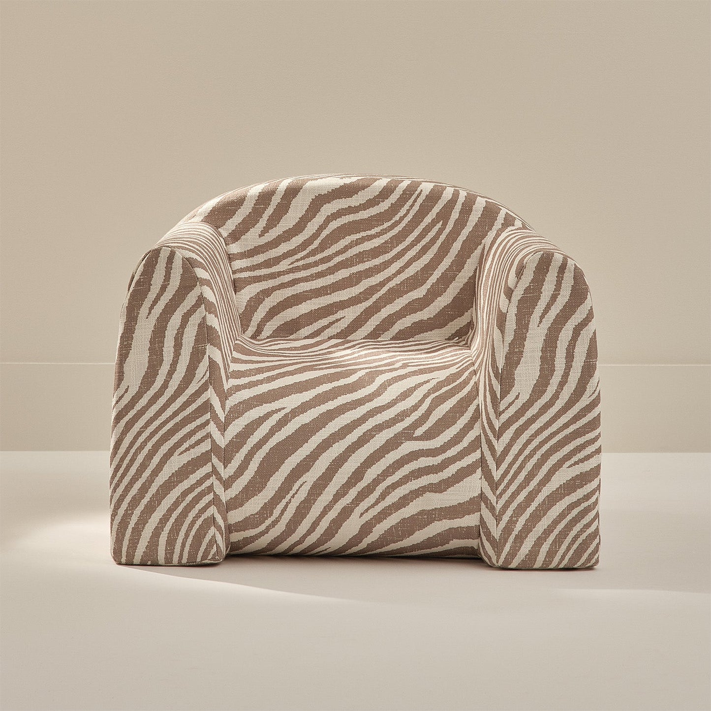 Zebra-patterned chair on a beige background