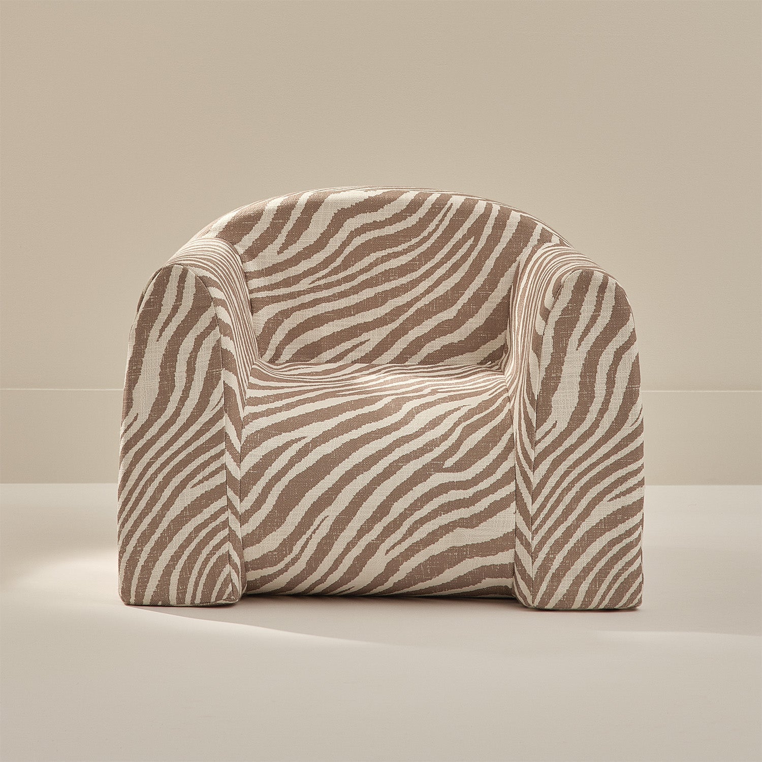 Zebra-patterned chair on a beige background