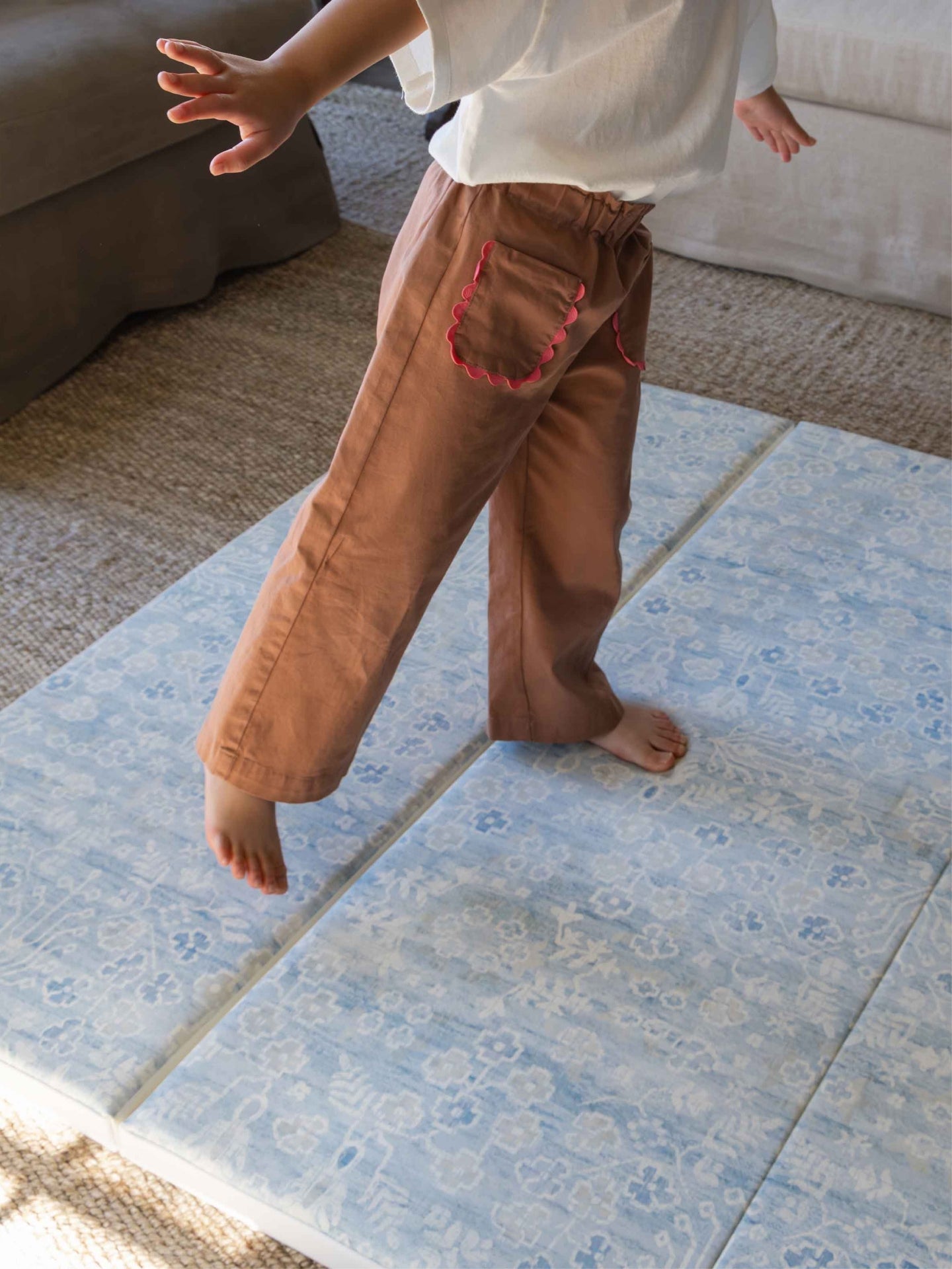 Winslow Tumbling Mat being used in the livingroom