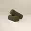 Two green boucle armrests on a light background, designed to be placed on a seat or couch.
