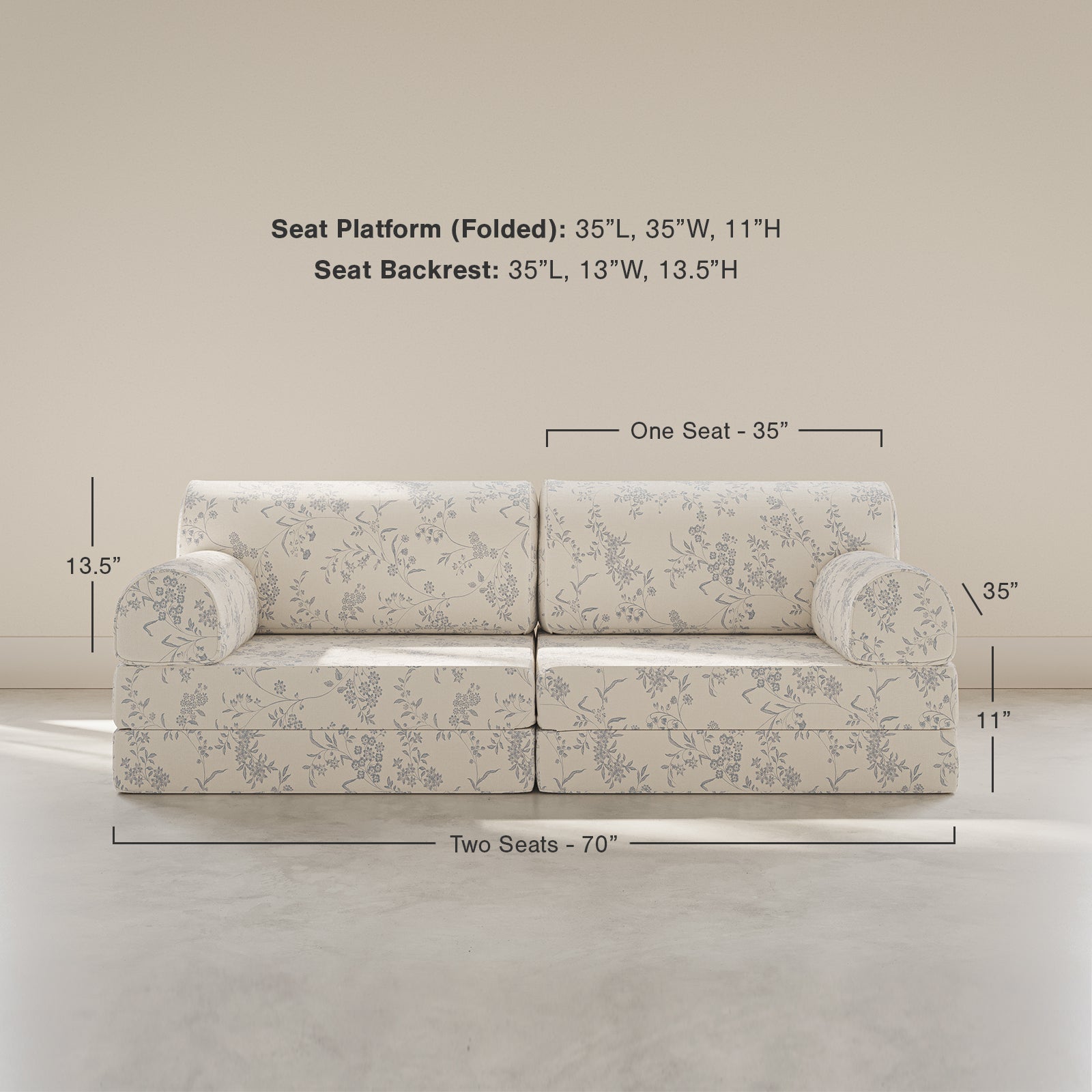 Ivory & Sky Blue Floral Modular Couch | Kit | House of Noa