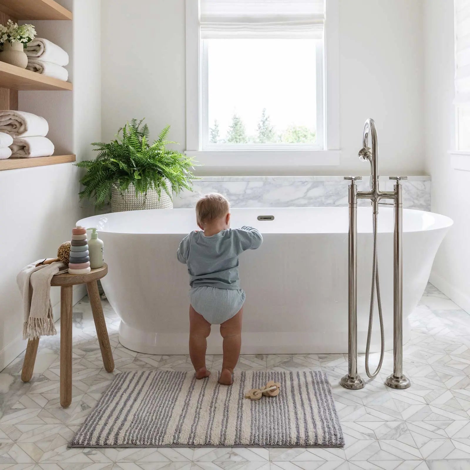 Classic Cotton Bath Mat in Navy Blue by Schoolhouse