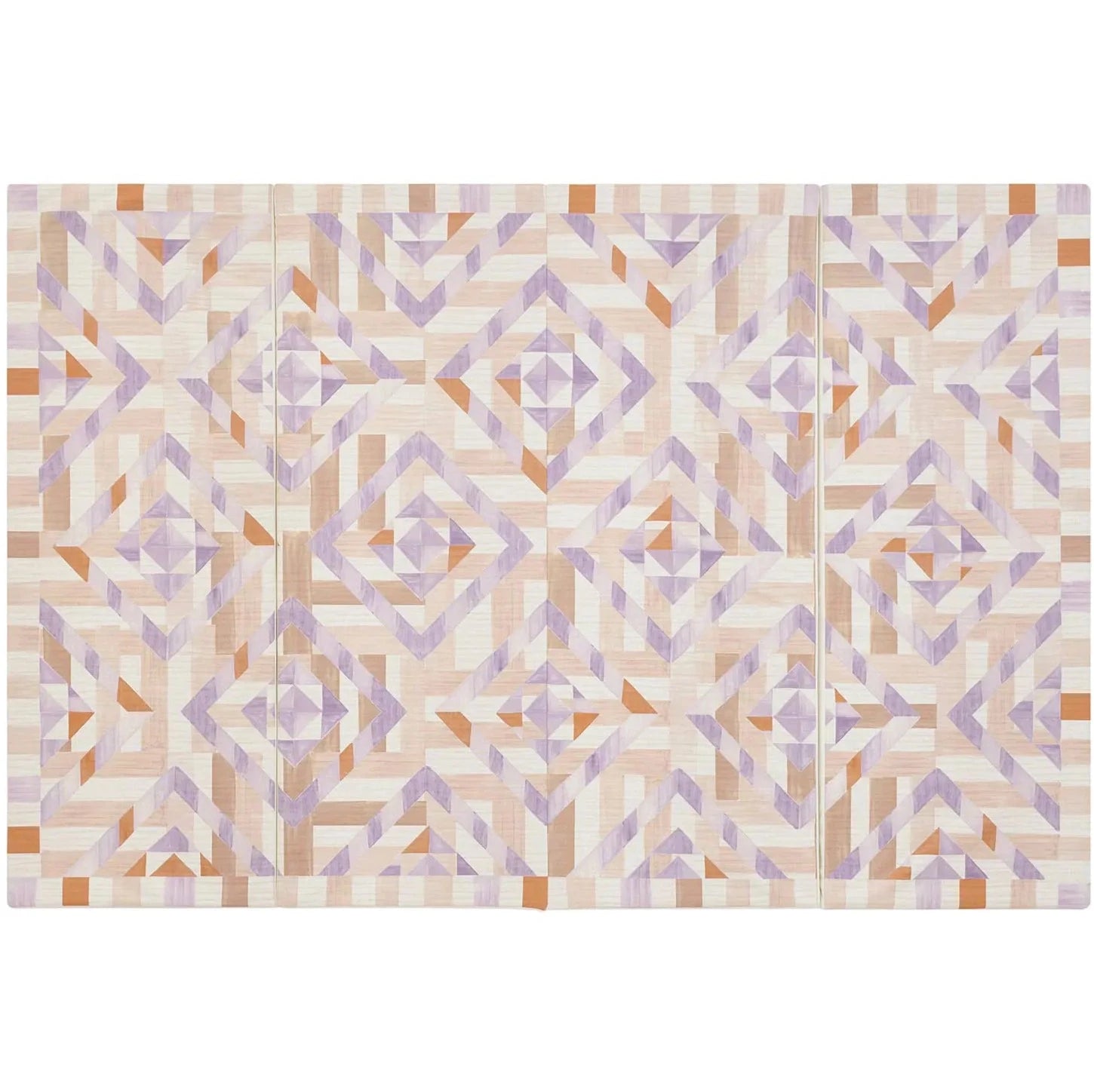 Marigold pink, purple, and orange quilt pattern tumbling mat, shown in size 4x6.