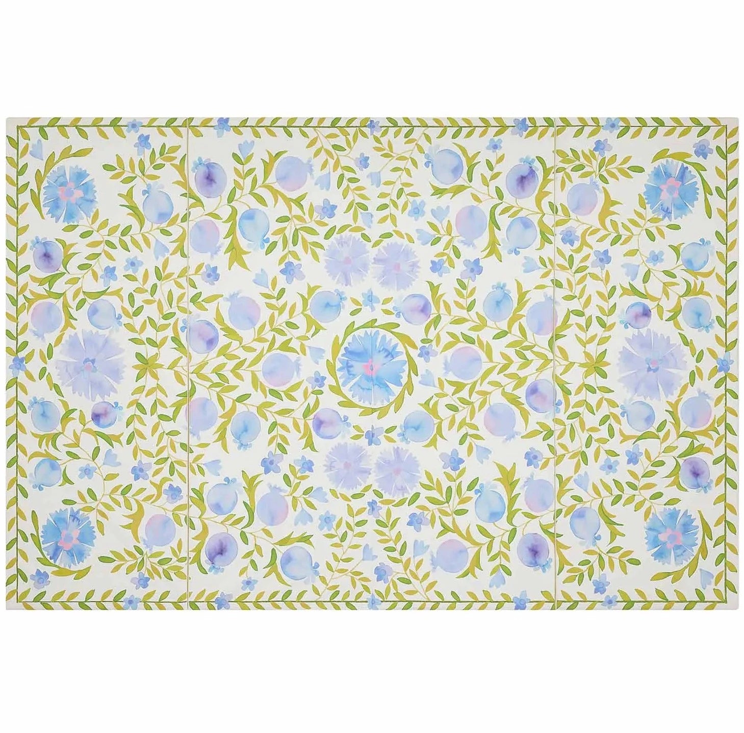 Bluebell blue green and white floral tumbling mat
