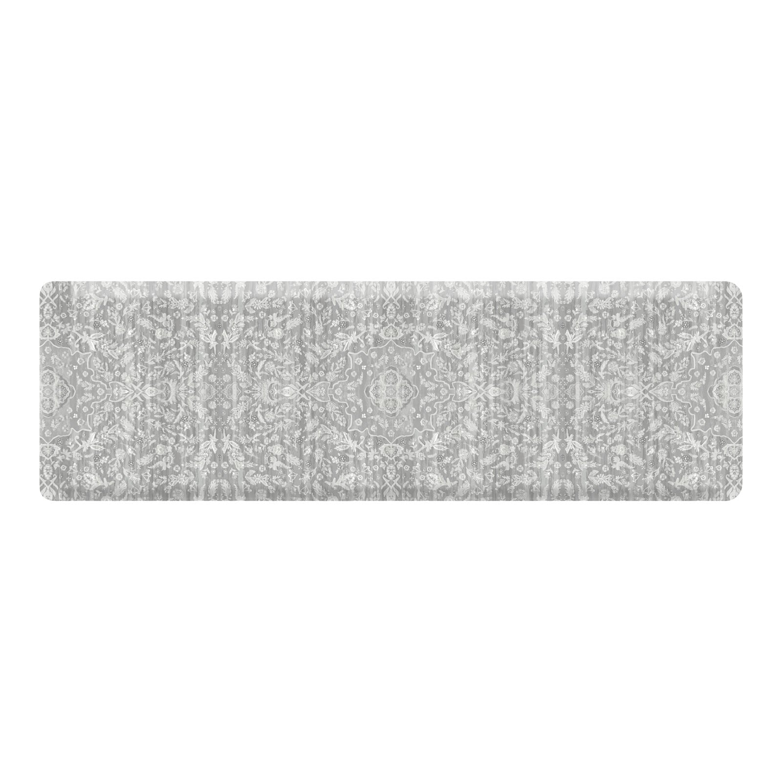 Emile earl grey gray and cream floral standing mat shown in size 22x72