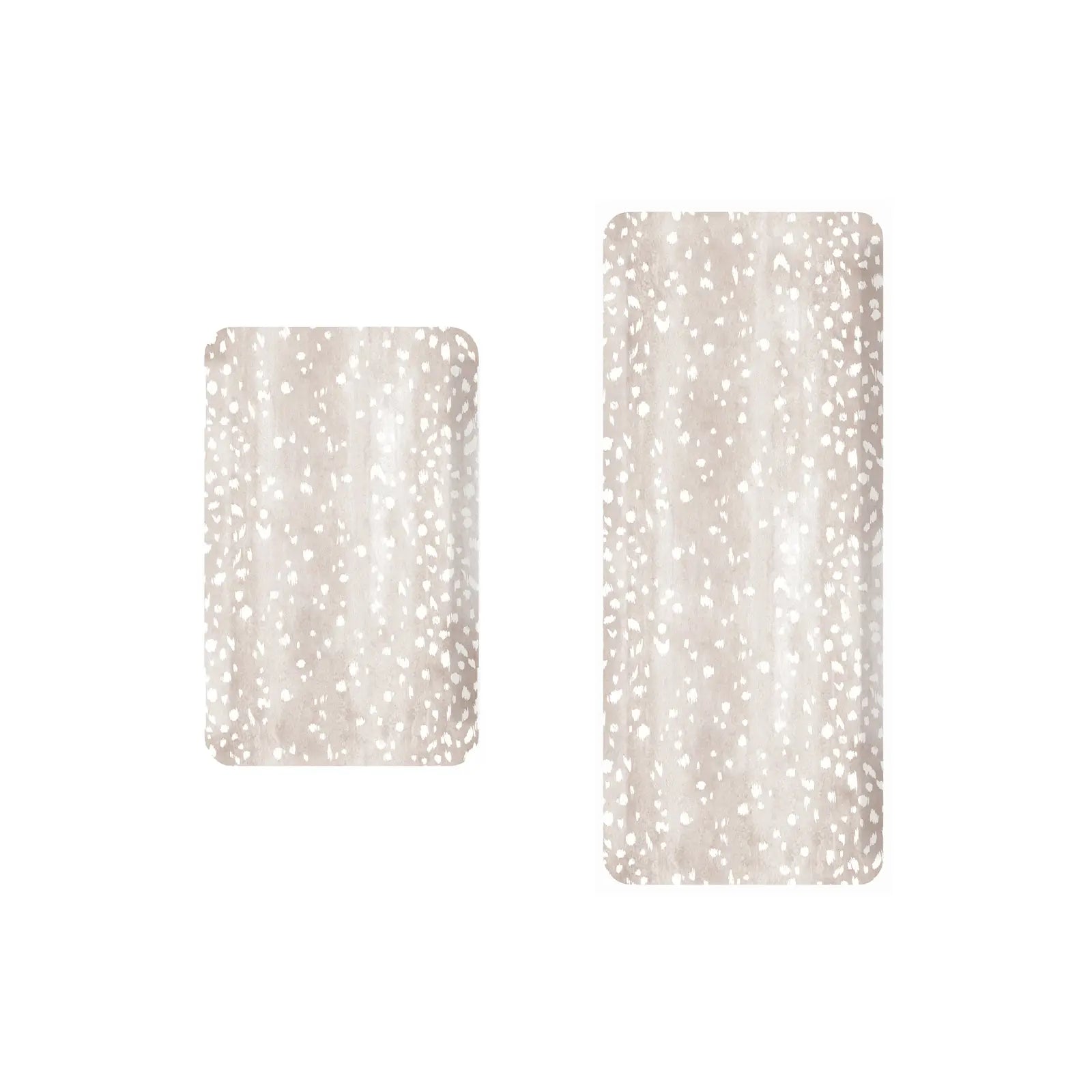 Fawn brown neutral animal print standing mat bundle shown in sizes 22x36 and 22x54