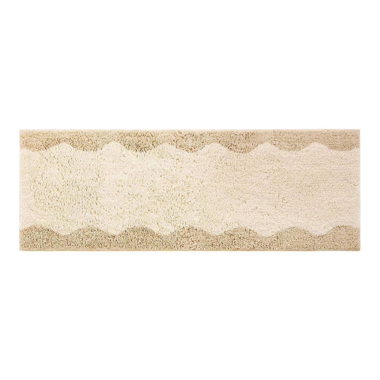 Harper au lait beige scallop print bath mat shown in size 21x58