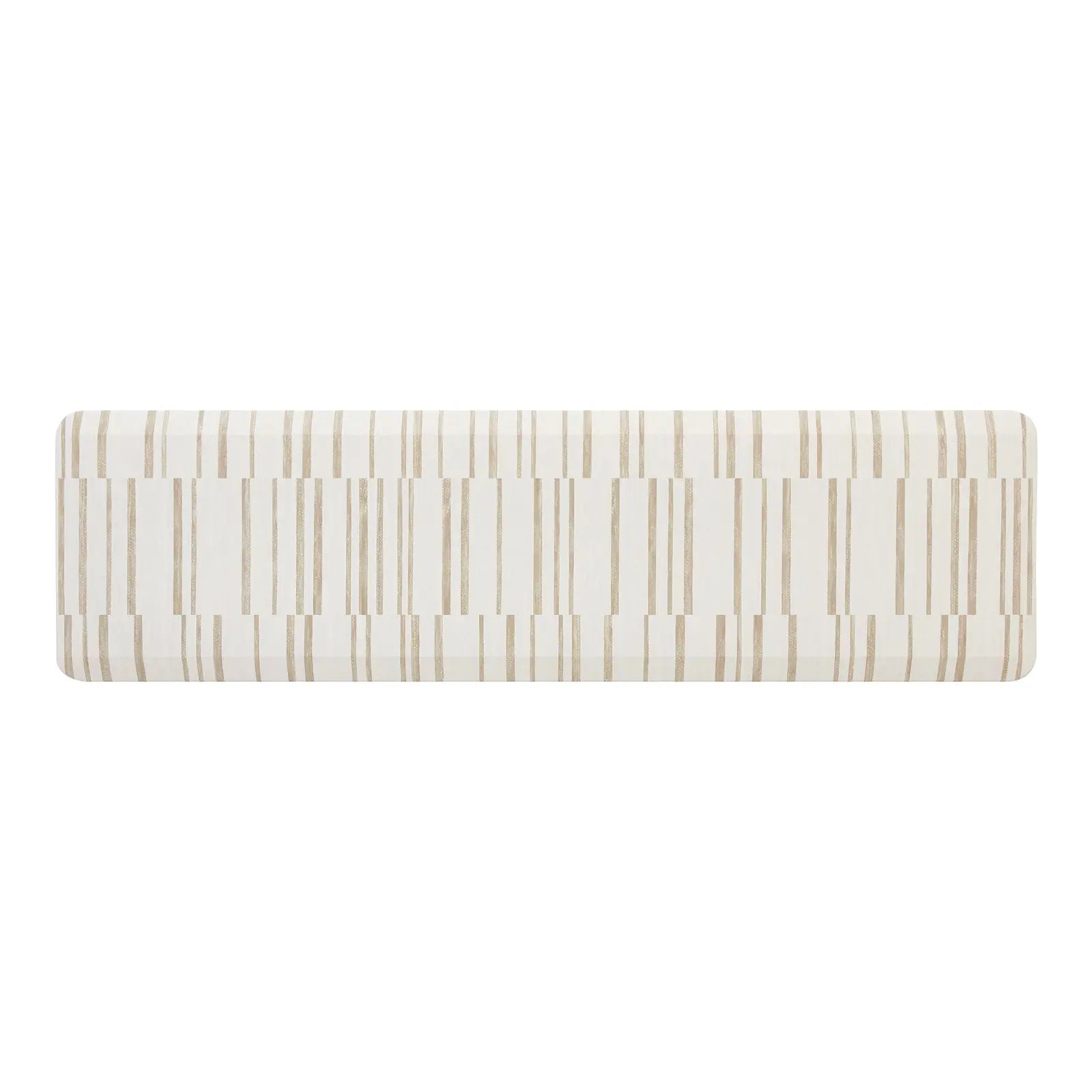 Beige inverted stripe kitchen mat shown in size 22x72