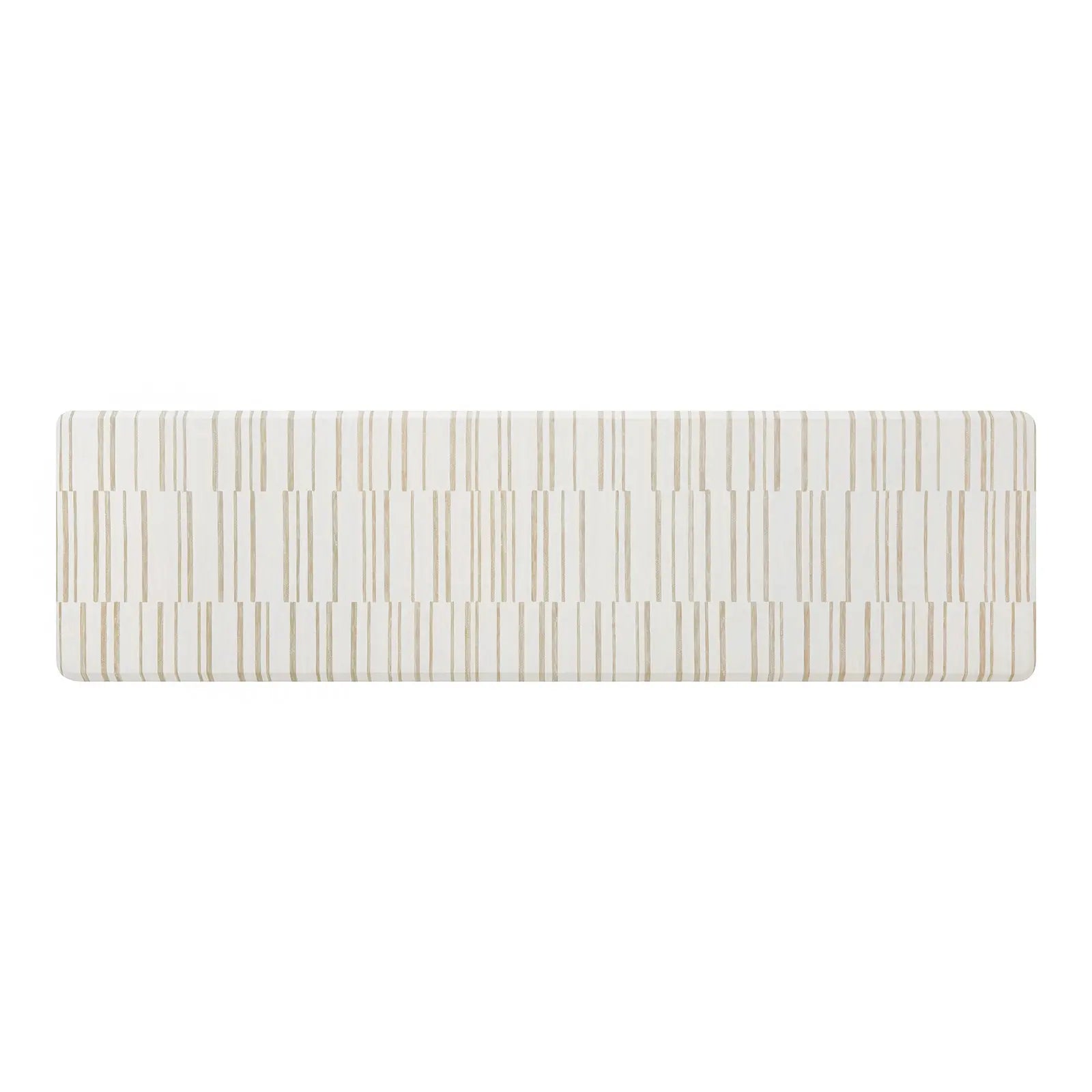 Beige inverted stripe kitchen mat shown in size 30x108