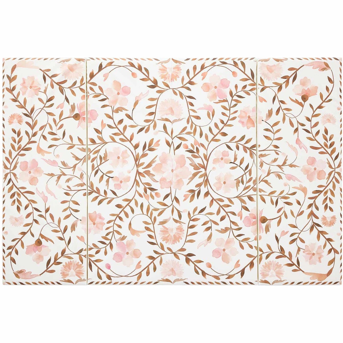 Overhead image of size 4x6 Faye Apricot pink and brown floral print tumbling mat