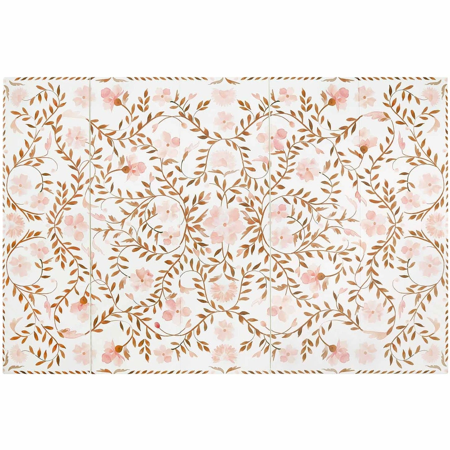 Overhead image of size 5x7.5 Faye Apricot pink and brown floral print tumbling mat