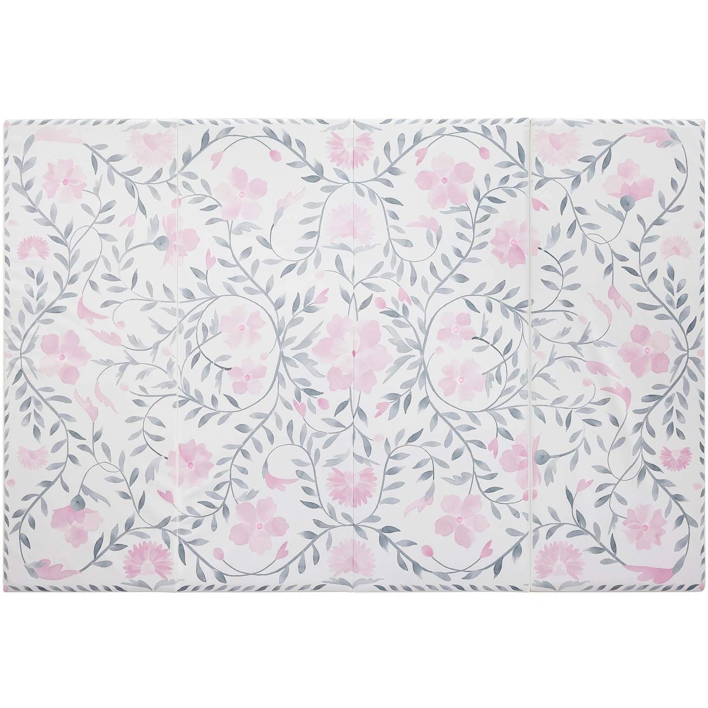 Overhead image of size 4x6 Faye Macaron gray and pink floral print tumbling mat
