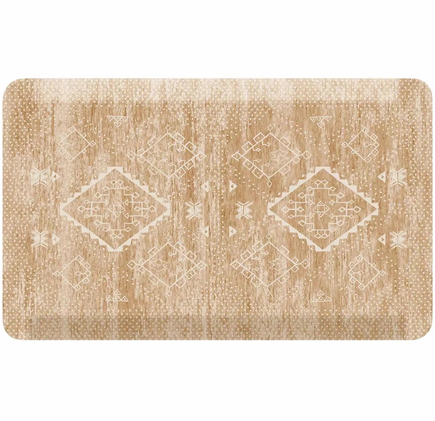 Ula Amber brown minimal boho pattern kitchen mat in size 22x36