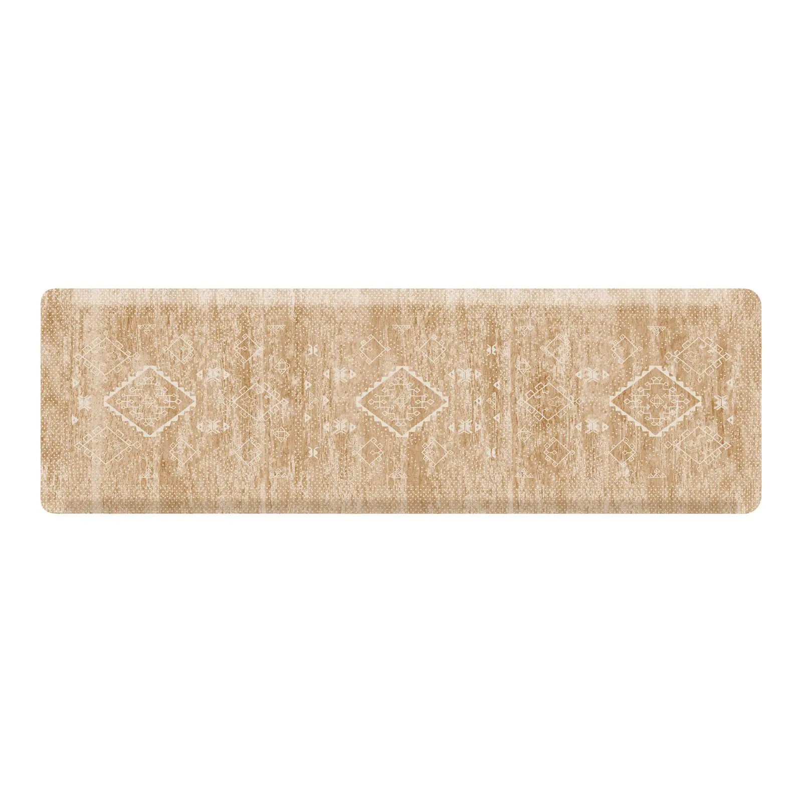 Ula Amber brown minimal boho pattern kitchen mat in size 22x72