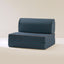 Blue striped sofa bed on a beige background