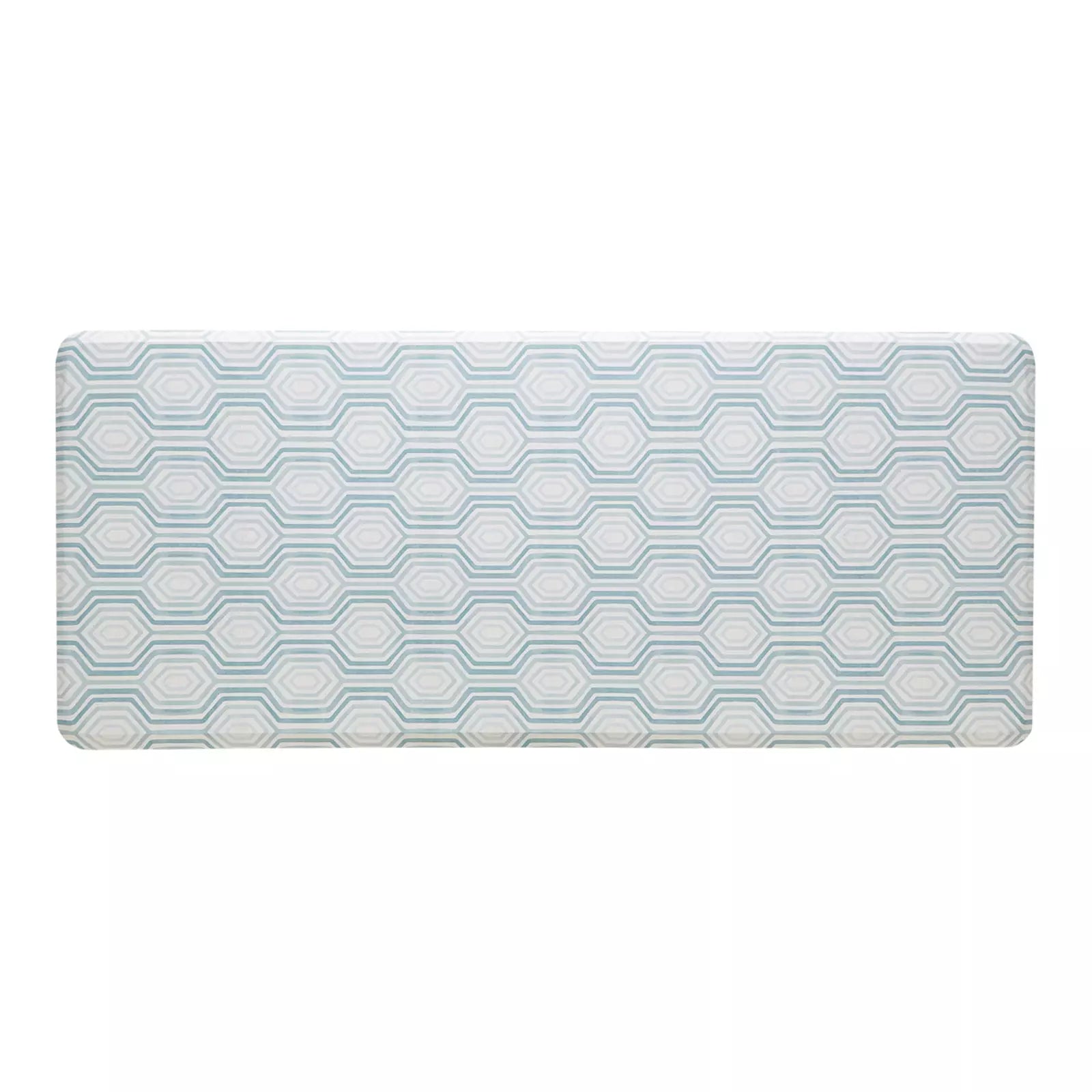 Blake waves blue and white mod preppy geometric print kitchen mat shown in size 30x72