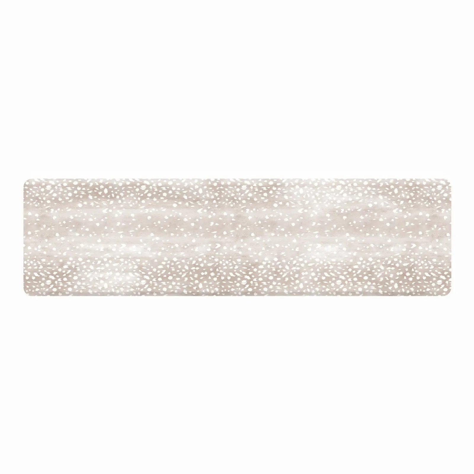 Fawn brown neutral animal print kitchen mat shown in size 30x108
