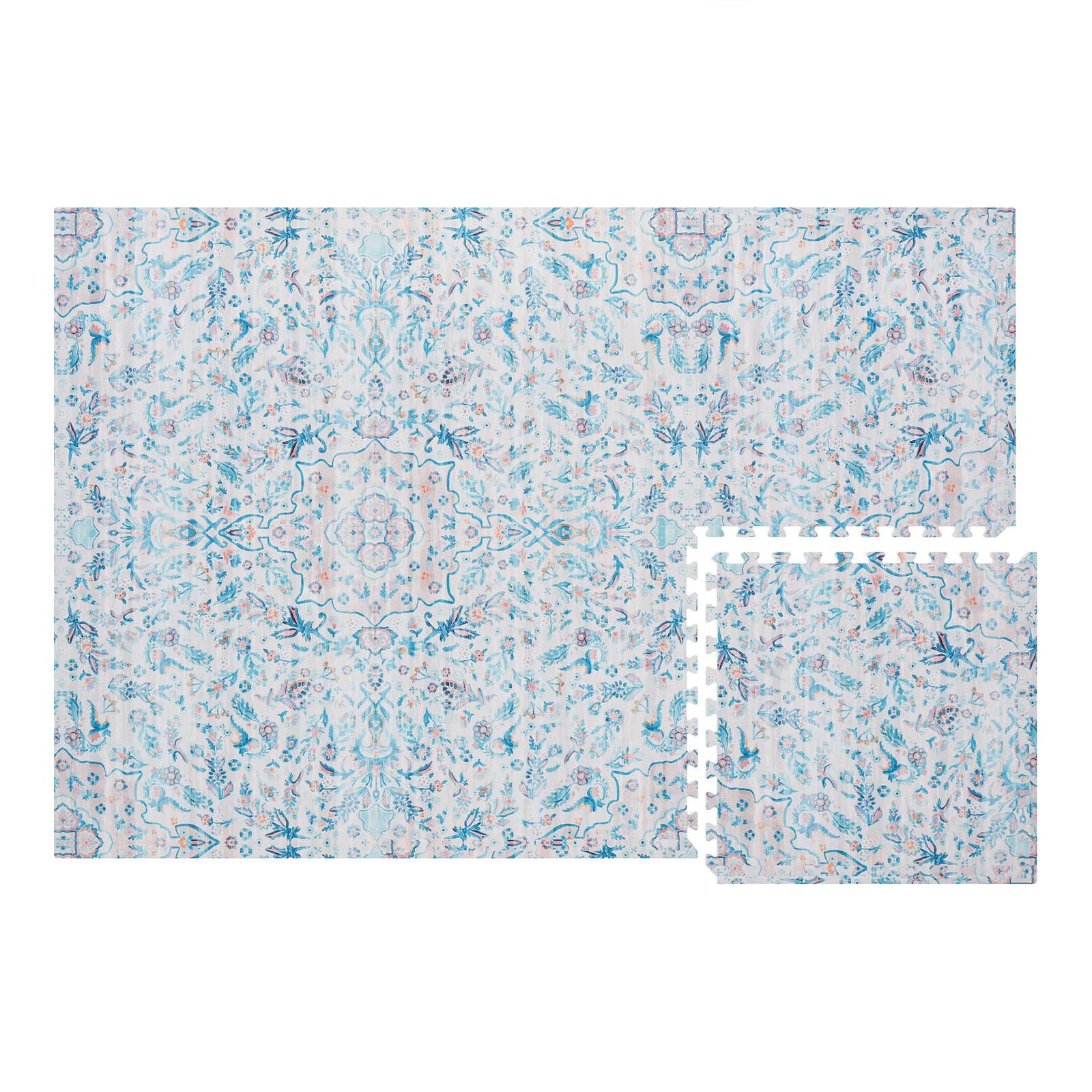 Emile Pale Aqua Blush Floral Boho Baby Play Mat