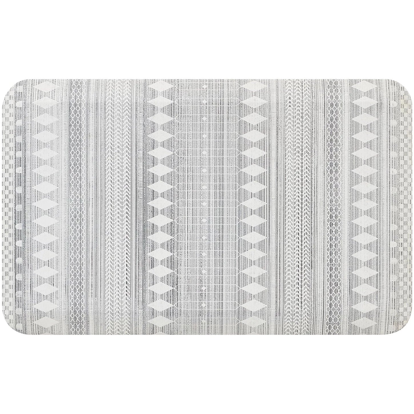 Nordique Fog Gray and White Boho Nordic Print Standing Mat in size 20x32