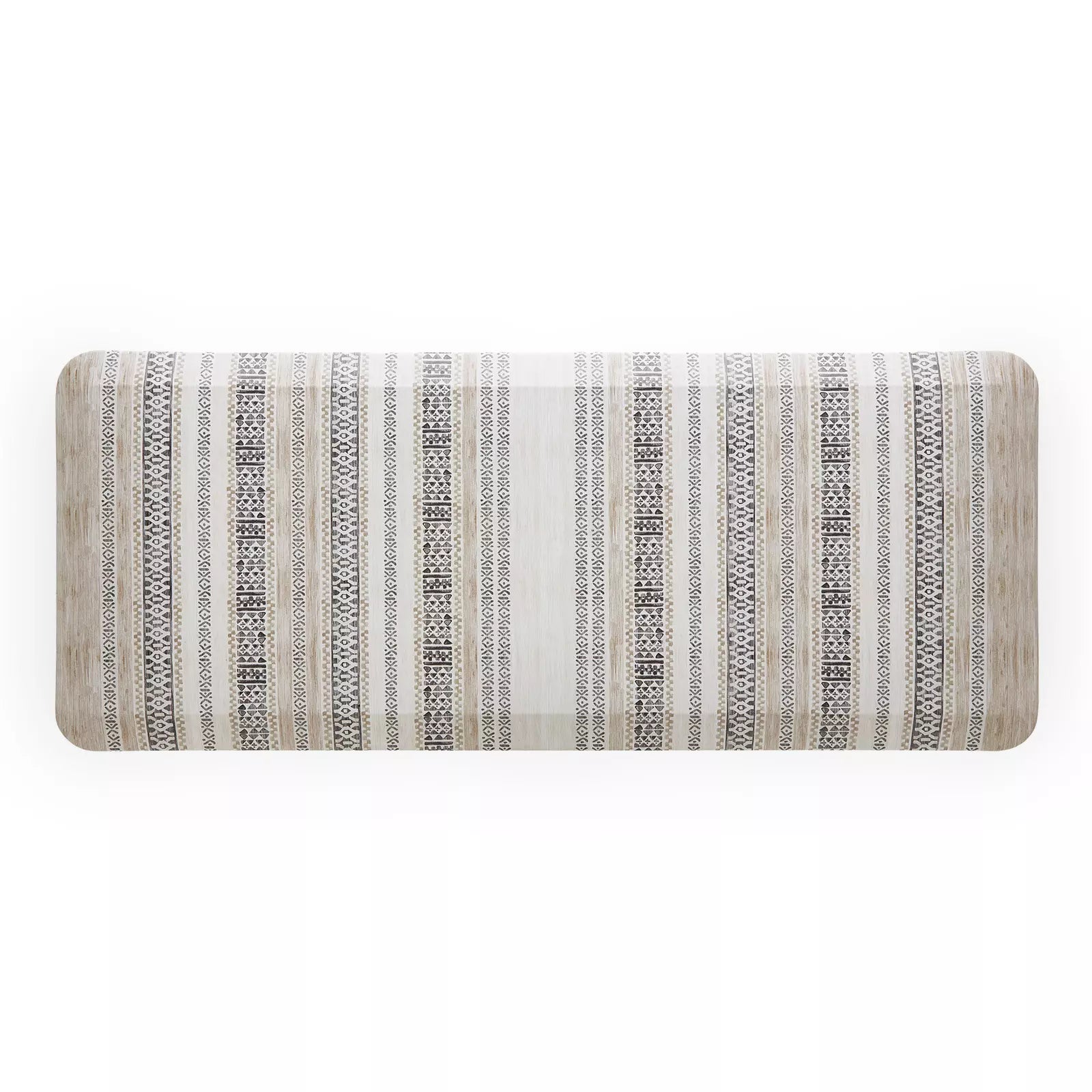 Tan and black neutral boho stripe kitchen mat in size 22x54