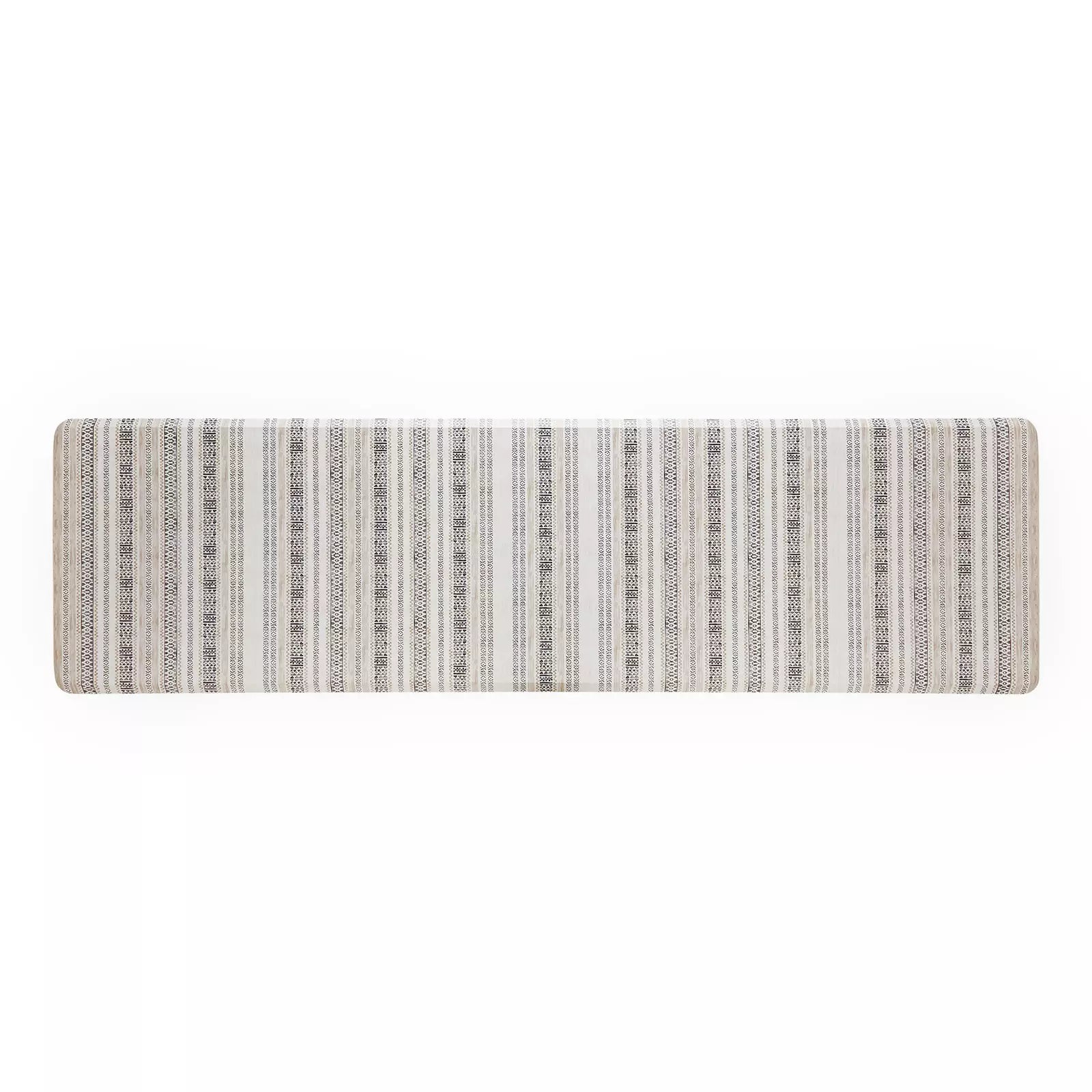 Tan and black neutral boho stripe kitchen mat in size 30x108