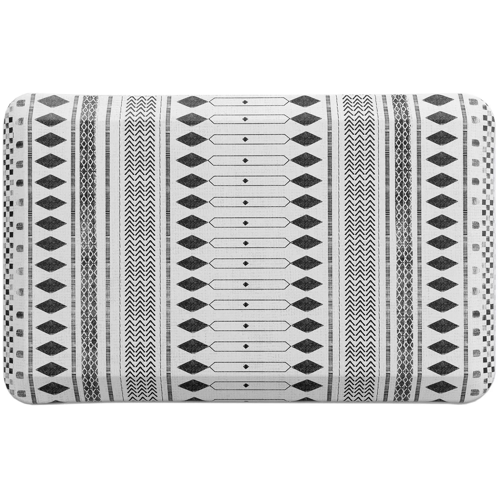 Nordique Slate Black and White Boho Nordic Print Standing Mat in size 20x32