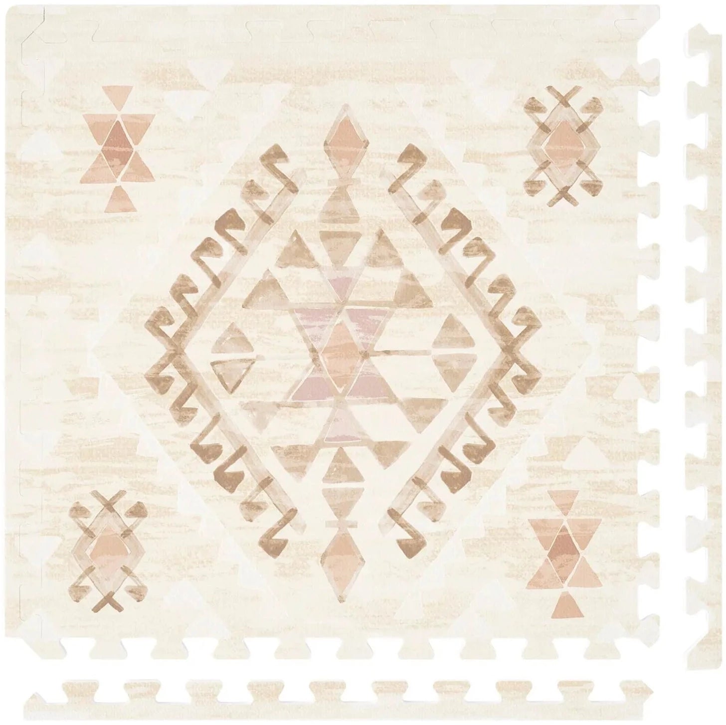 Nalla Mojave neutral beige brown and pink boho print play mat tile