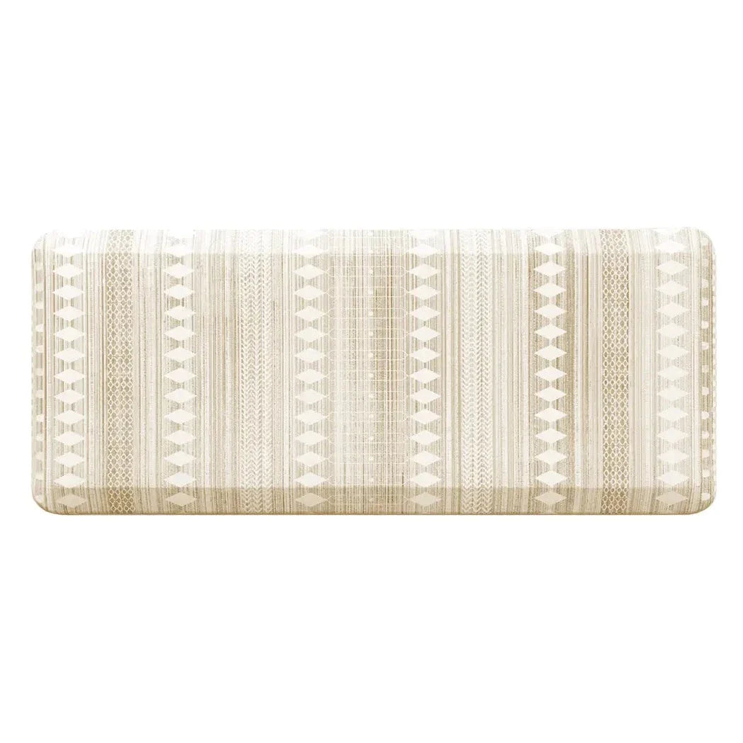 Beige and White Boho Nordic Print Standing Mat in size 30x72