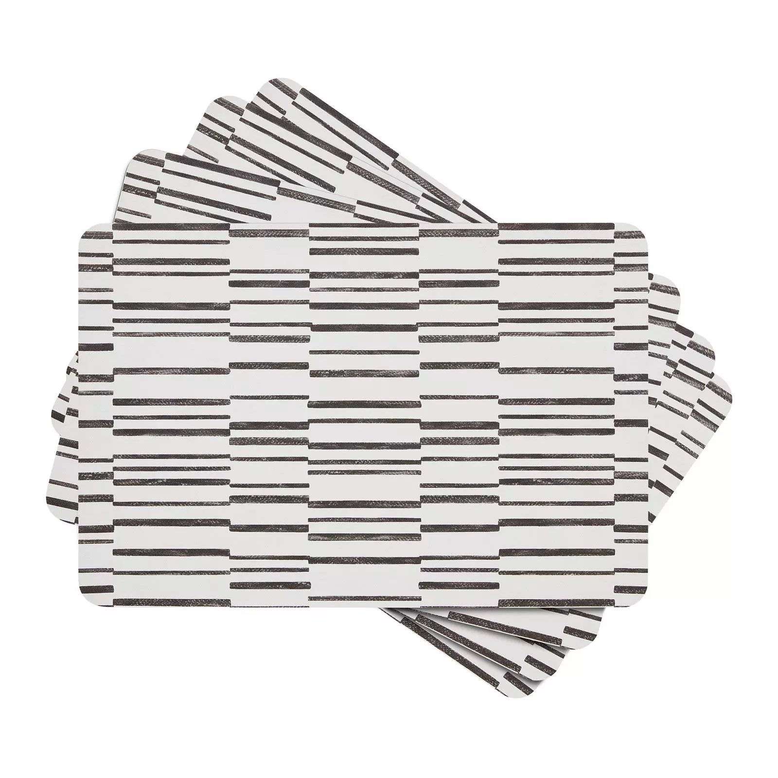 Set of four Nara Black and White Striped place mats