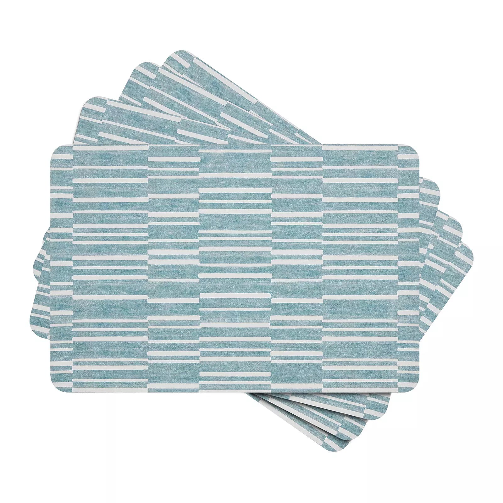 Set of four Nara Turquoise Blue Striped place mats